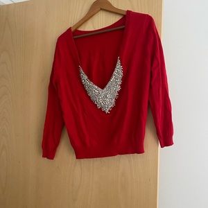 Bash Paris red jeweled sweater US4